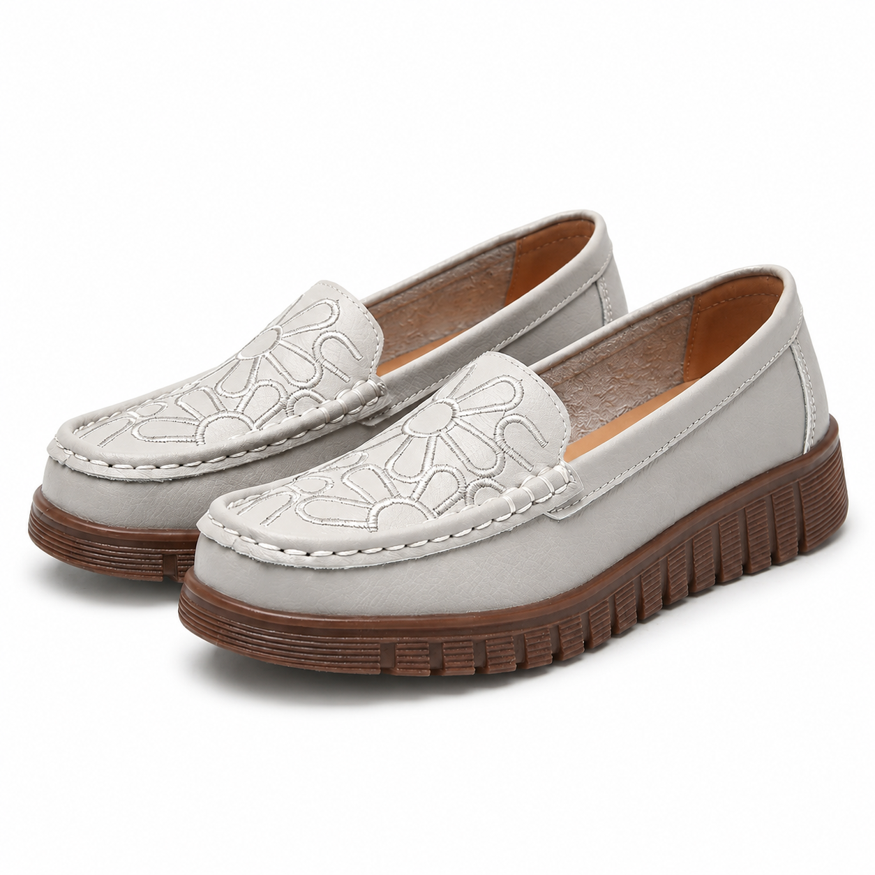 Clara Floral Stitch Loafers